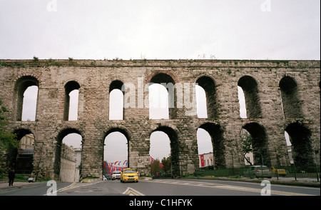 Valens Aqueduct in Istanbul in Turkey in Middle East Asia. Roman History Historical Architecture Building Road Street Engineering Stricture Travel Stock Photo