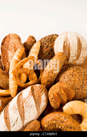 Various types of bread - closeup Stock Photo