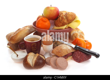 Various bread rolls against a white background Stock Photo