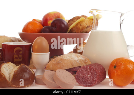 Various bread rolls against a white background Stock Photo