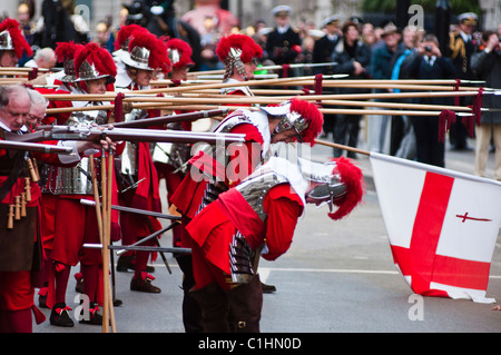 Pikemen, The Honourable Artillery Company performing a ceremonial act at the Lord Mayor's show 2010 Stock Photo
