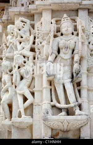 Sculptures in the Jain temple of Ranakpur, India Stock Photo