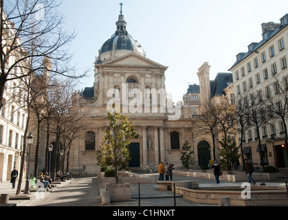 Paris, France - Place de la Sorbonne with the Sorbonne Chapel Stock Photo