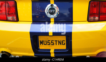 Personalised (personalized) Registration number plate on Ford Mustang, London, England, Chelsea, UK, Europe Stock Photo