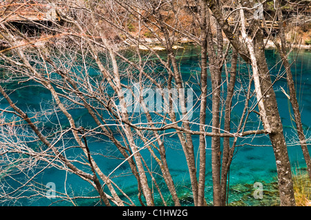 Dramatic landscapes in the stunning Juzhaigou national park in Sichuan. Stock Photo