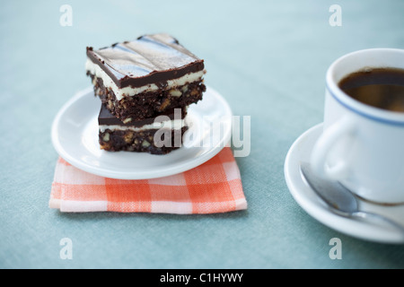 Gluten-free Nanaimo Bars and a Cup of Coffee, Vancouver, British Columbia, Canada