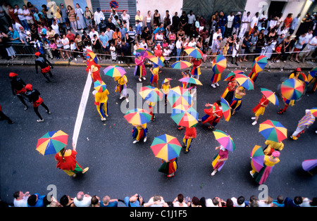 France, French Guiana (overseas department), Cayenne Carnival, Big Parade on Rue du General de Gaulle (main street of the town) Stock Photo