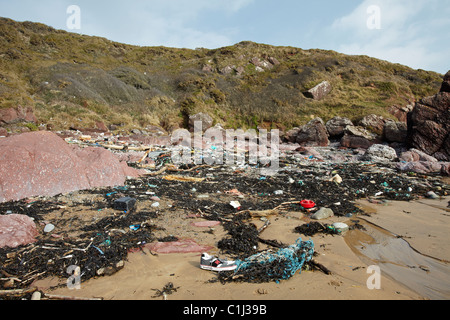 Flotsum and Jetsum, Freshwater West beach, Pembrokeshire, Wales, UK Stock Photo
