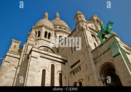 Basilica of the Sacré Coeur church in Montmartre Paris. Stock Photo