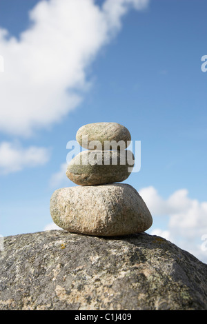Stacked Stones, Aust-Agder, Western Norway, Norway Stock Photo