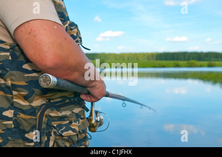 fisherman on river Stock Photo