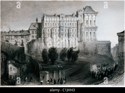 Palace at Blois, France from a drawing by JMW Turner scanned at high res. from a book about the Loire Valley printed in 1833 Stock Photo
