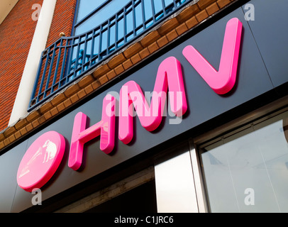HMV record shop sign outside a branch in Derby England UK Stock Photo