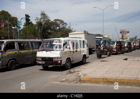 Local Matatu taxis casual street scene Mombasa Kenya Stock Photo