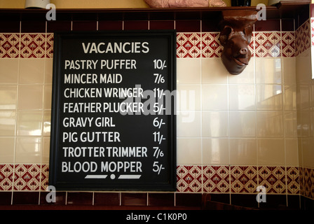 A joke vacancies sign in The Steak and Pie Factory Public House in Himley, Shropshire. Stock Photo