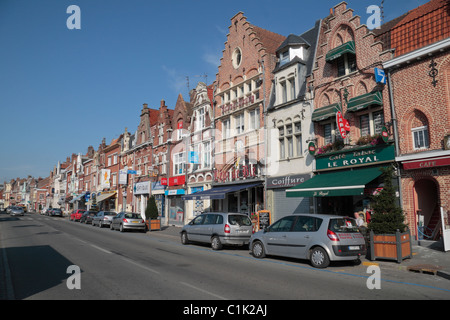 View along the main street in Bailleul, Nord, northern France. Stock Photo