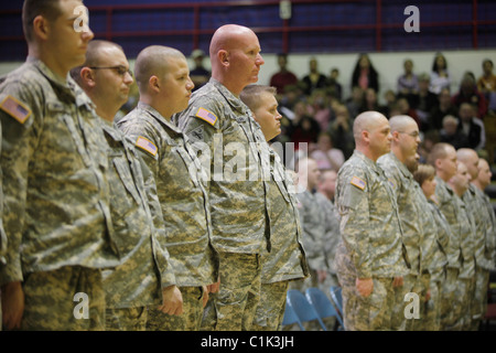 Soldiers of the Bedford, Ind. based 2219th Brigade Support Company of the Indiana National Guard deploy.  Stock Photo
