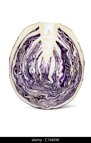 Half slice of red cabbage on white background Stock Photo