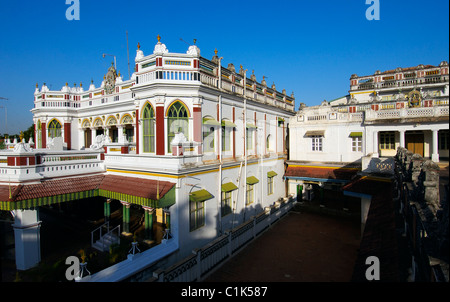 India, Tamil Nadu state, Chettinad, Karaikudi, rich mansion of the Nagarathars traders Stock Photo