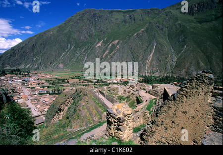Peru, Cuzco Department, Sacred Valley of the Incas, ruins of Ollantaytambo fortress Stock Photo