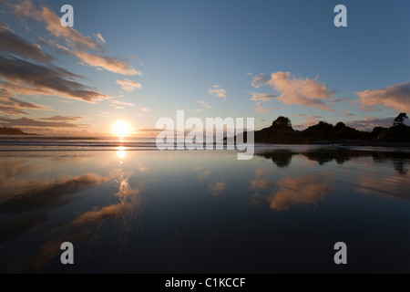 Chesterman Beach at Sunset, Tofino, Vancouver Island, British Columbia, Canada Stock Photo