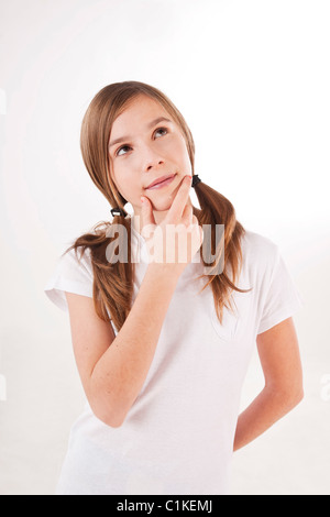 Portrait of Girl Thinking Stock Photo