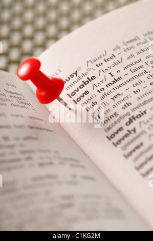 Thumb Tack and Dictionary Stock Photo