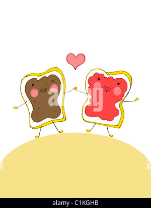 Illustration of Slices of Bread in Love Stock Photo