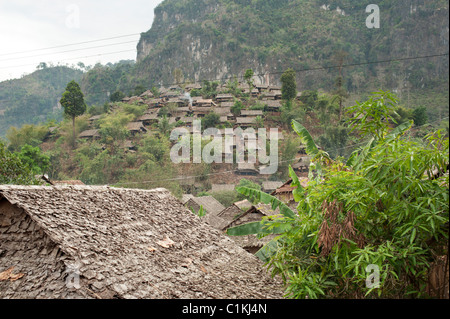 Housing in the Mae La refugee camp, Tak province, Thailand, Asia Up to 50,000  Karen refugees from Burma live in the camp. Stock Photo