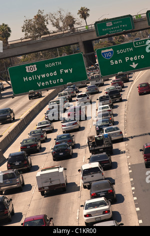 Traffic on Freeway, Los Angeles, California, USA Stock Photo