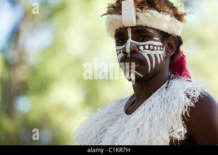 Indigenous dancer from the Torres Strait islands at the Laura Aboriginal Dance Festival. Laura, Queensland, Australia Stock Photo