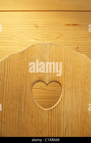 Close-up of Heart-Shaped Cut-out in Wood Stock Photo