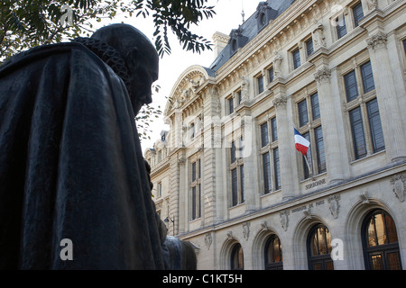 France, Paris, Sorbonne, a statue of Montaigne Stock Photo