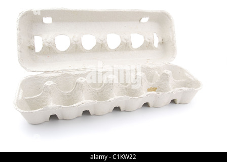 Empty eggs box on white Stock Photo