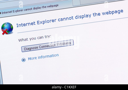 Internet Error Message on a Computer Screen Stock Photo