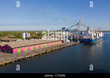 Container ship, Port of Corinto, Nicaragua Stock Photo