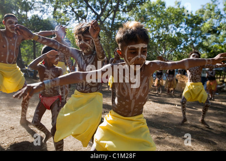Indigenous dancers.  Laura Aboriginal Dance Festival, Laura, Queensland, Australia Stock Photo