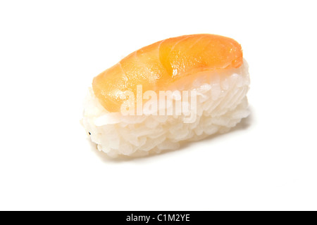 Salmon Nigiri Sushi isolated on a white studio background. Stock Photo