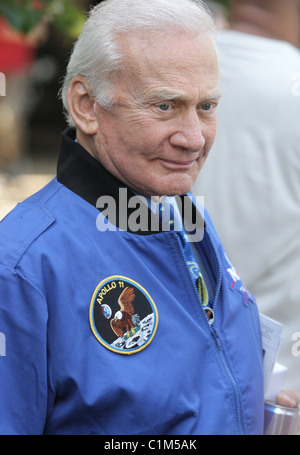 Buzz Aldrin out and about with a can of Red Bull energy drink and an Apple iPhone Los Angeles, California - 27.06.09 Stock Photo