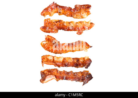 Cooked bacon isolated on white background. Charles Lupica Stock Photo