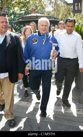 Buzz Aldrin out and about with a can of Red Bull energy drink and an Apple iPhone Los Angeles, California - 27.06.09 Mandatory Stock Photo