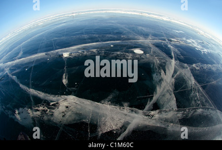 Ice crystals on lake Baikal Stock Photo