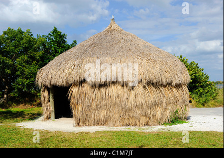 Hernando De Soto National Memorial Park Bradenton Florida and early Indian thached hut or home Stock Photo