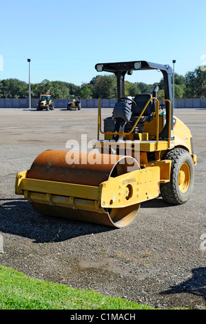 Road roller heavy duty industrial machinery on construction site ...