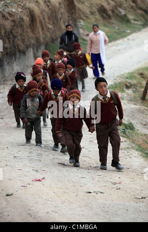 Nepali School kids in Nepal Himalaya Stock Photo