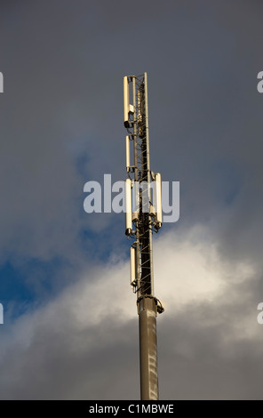 Cellular network antennas on top of a antenna mast , Finland Stock Photo