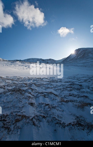Snow covered Coire an Sneachda, under Cairn Gorm, Scotland Stock Photo