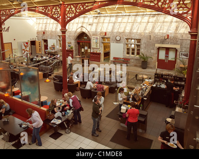 The Station a former railway train station at Richmond North Yorkshire now a busy arts centre gallery cinema and café Stock Photo