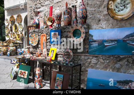 Ceramics on sale in Ravello In Campania Italy Stock Photo