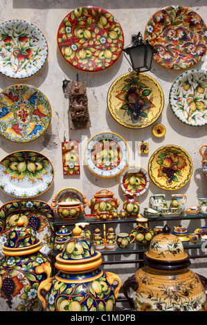 Ceramics on sale in Ravello In Campania Italy Stock Photo